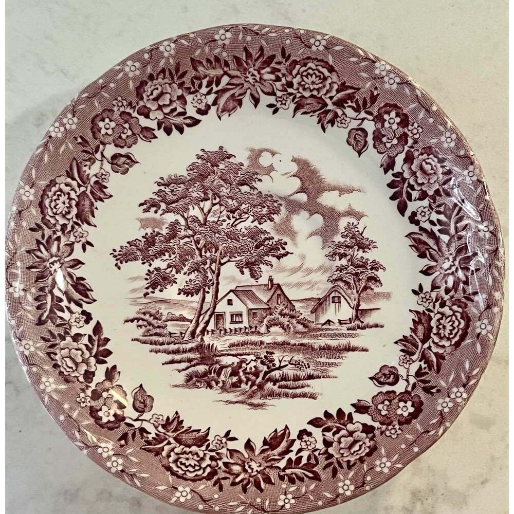 Vintage W.H. Grindley Country Style Brown Transferware Plate England